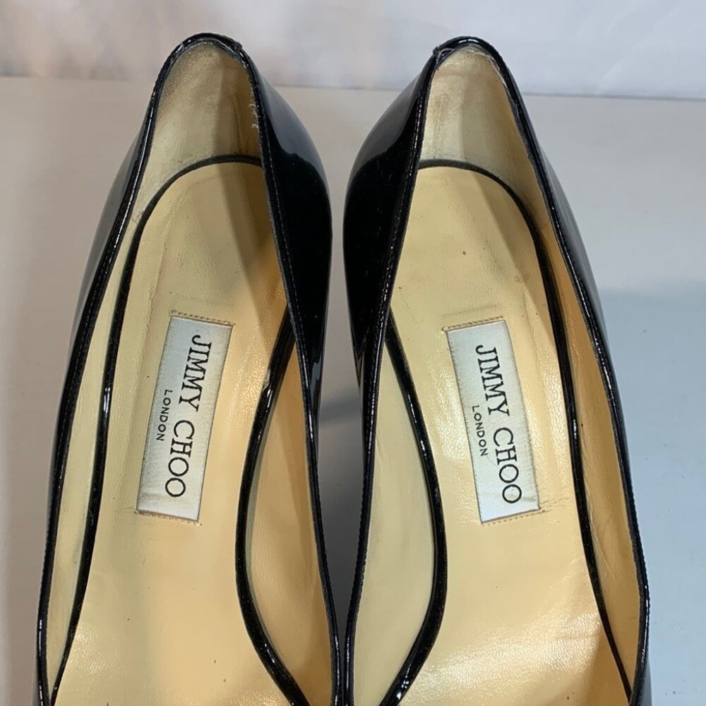 Jimmy Choo Pumps Black Patent Leather Pointed Toe Heels - Picture 6 of 14